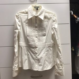 White cotton Laundry tuxedo blouse